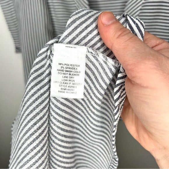 Monteau Stripe Business Casual Short Sleeve Office Career Blouse Shirt Small - Picture 6 of 10